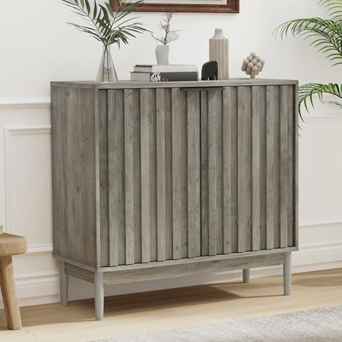 Fluted Cabinet with Storage, Small Buffet Cabinet Sideboard with Door, Kitchen Buffet Storage Acc... | Amazon (US)