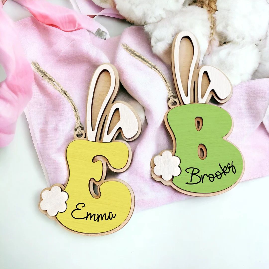 Custom Easter Basket Name Tags, Easter Letter Bunny Ears Name Tag, Personalized Easter Gifts, Bun... | Etsy (US)