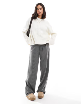 ASOS DESIGN cable crew neck jumper in cream | ASOS (Global)