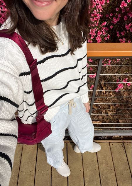 Another easy travel day look. Cozy layers & comfortable sneakers :) Bonus: this sweater is made of organic cotton & is under $50! 

#LTKfindsunder50 #LTKSeasonal #LTKtravel