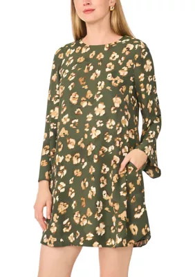Women's Long Flare Sleeve Animal Print Dress | Belk