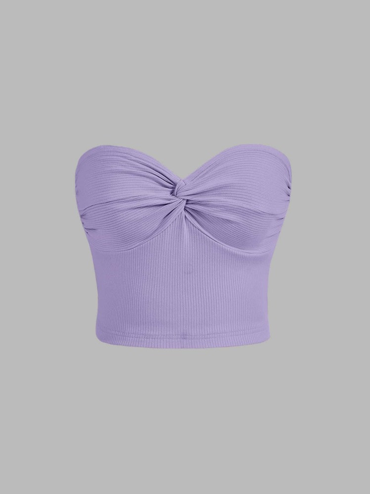 SHEIN MOD Twist Front Ribbed Knit Tube Top | SHEIN