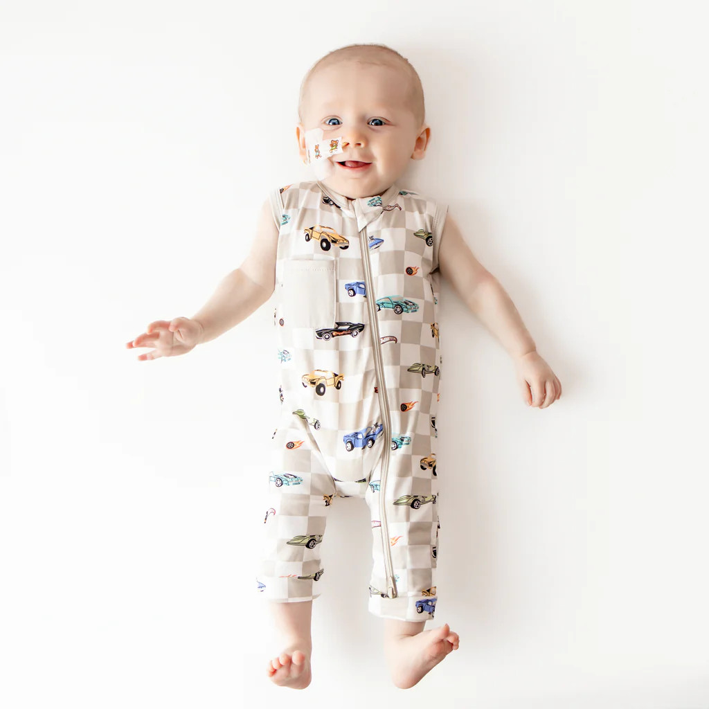 Zippered Sleeveless Romper in Fast and Fierce | Kyte Baby