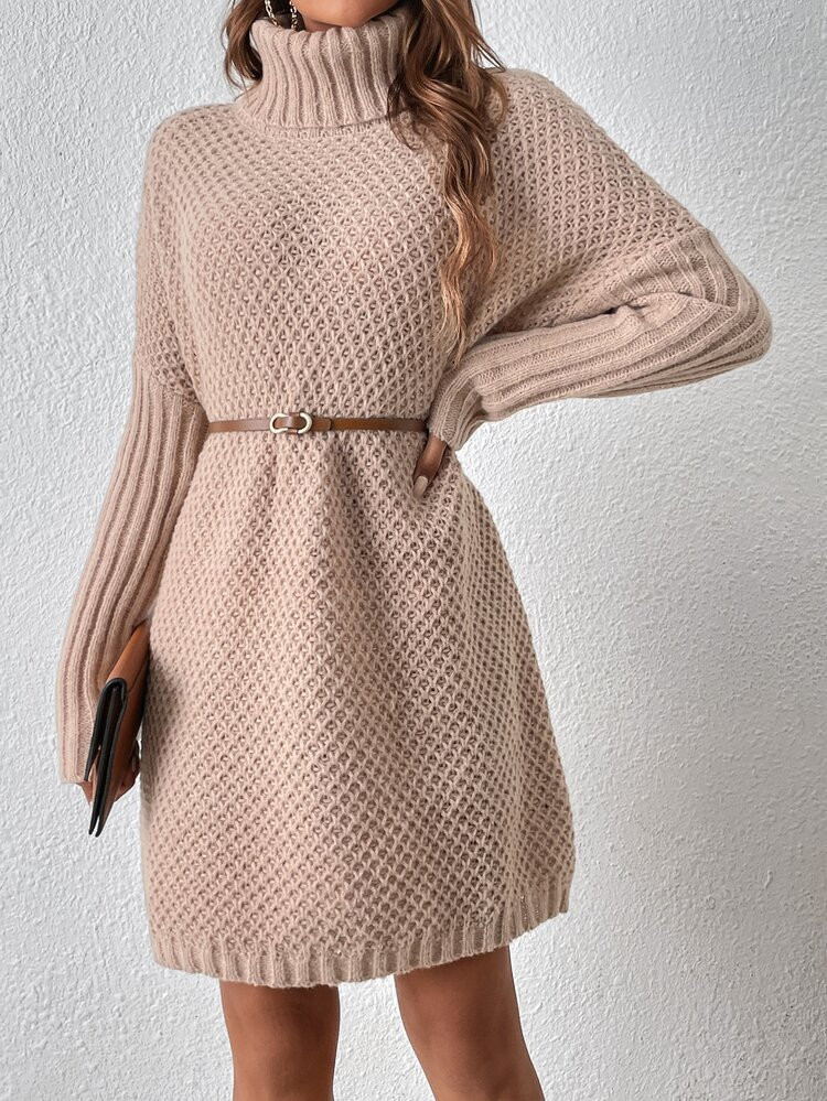 SHEIN Unity Turtleneck Drop Shoulder Sweater Dress | SHEIN