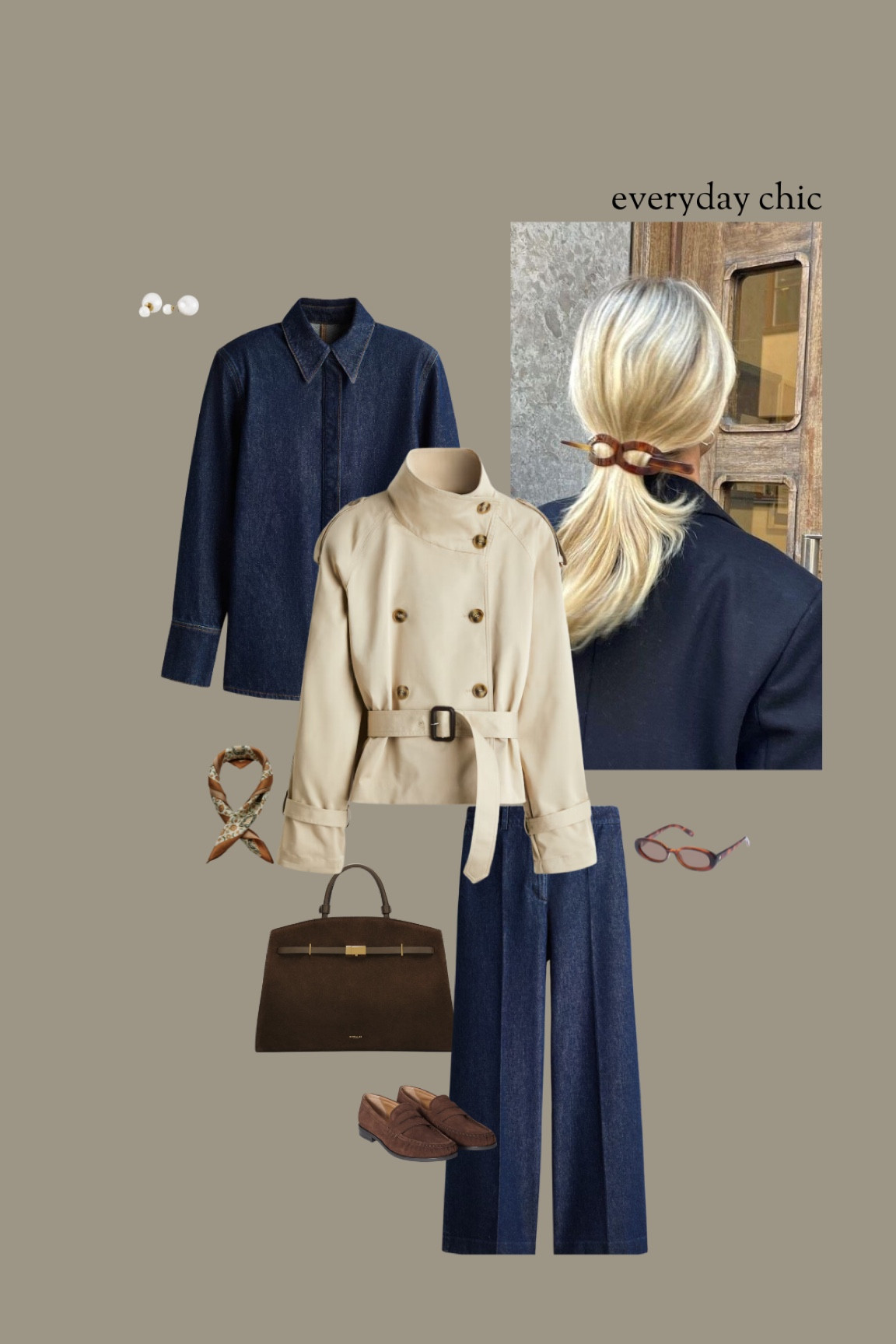 Everyday chic transitional outfit, double denim and a cropped trench 

#LTKspring #LTKuk