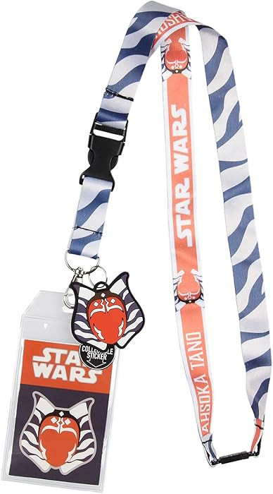 Star Wars Ahsoka Tano Lanyard ID Holder with Rubber Charm and Collectible Sticker | Amazon (US)