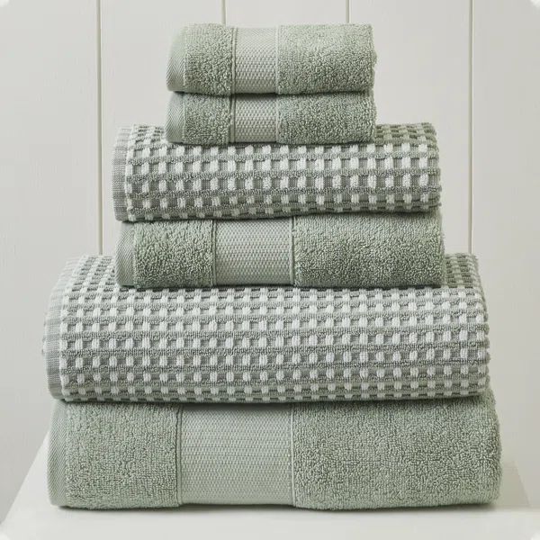 Yarn Dyed Jacquard 6 Piece Towel Set  Cobblestone | Wayfair North America