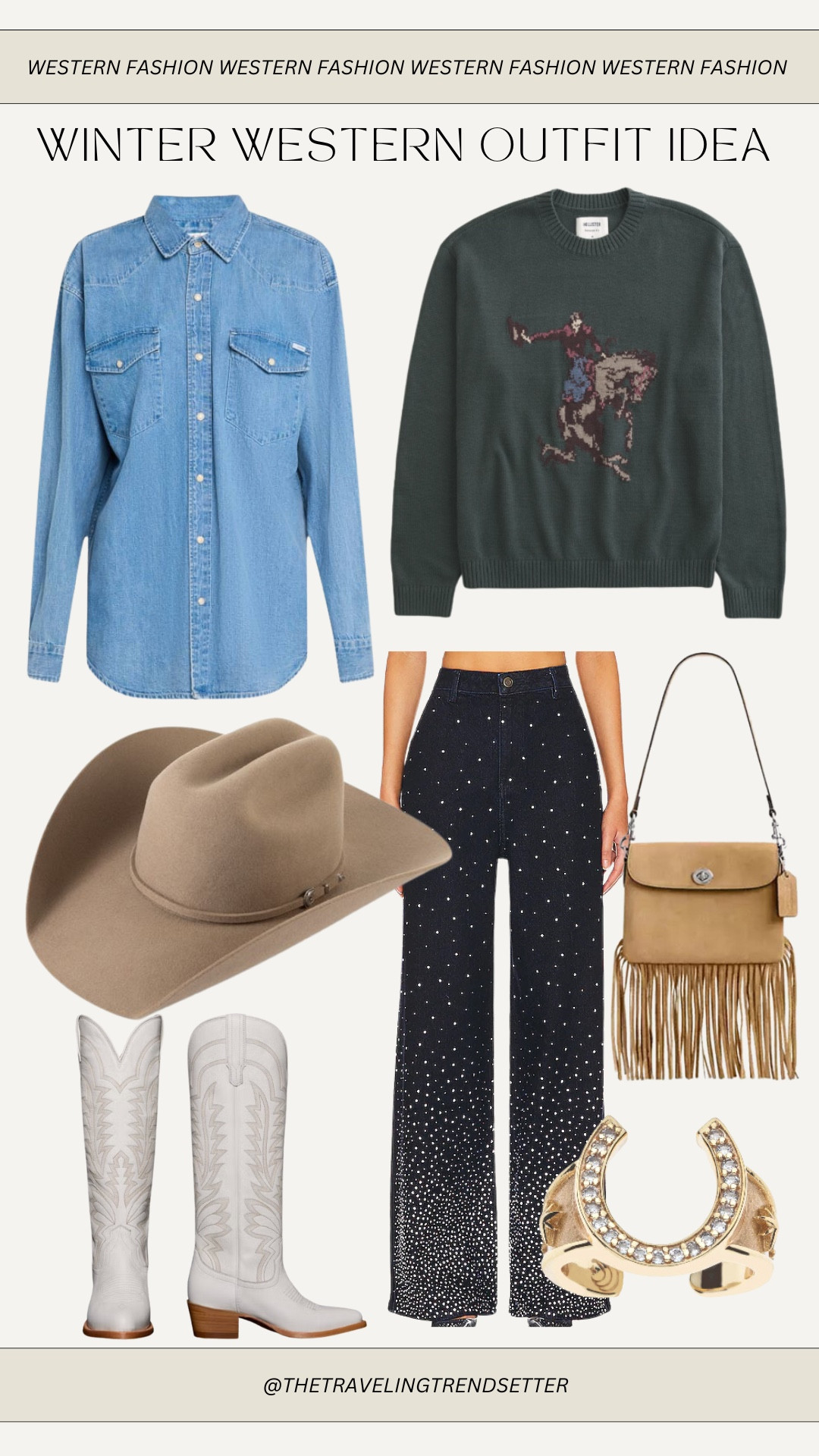 Winter western outfit idea - denim button down and sweater - boots and cowboy hat - cowgirl boots - Abercrombie & fitch denim 

#LTKStyleTip #LTKFindsUnder100 #LTKFindsUnder50