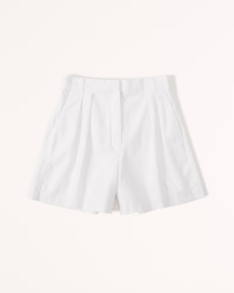 Ultra High Rise Linen-Blend Tailored Short | Abercrombie & Fitch (US)