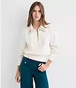 Sparkle Collared Half Zip Sweatshirt | LOFT