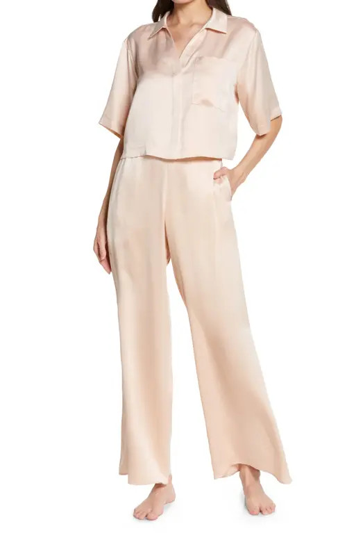 Lunya Washable High Waist Silk Pajamas in Delicate Pink at Nordstrom, Size Medium | Nordstrom