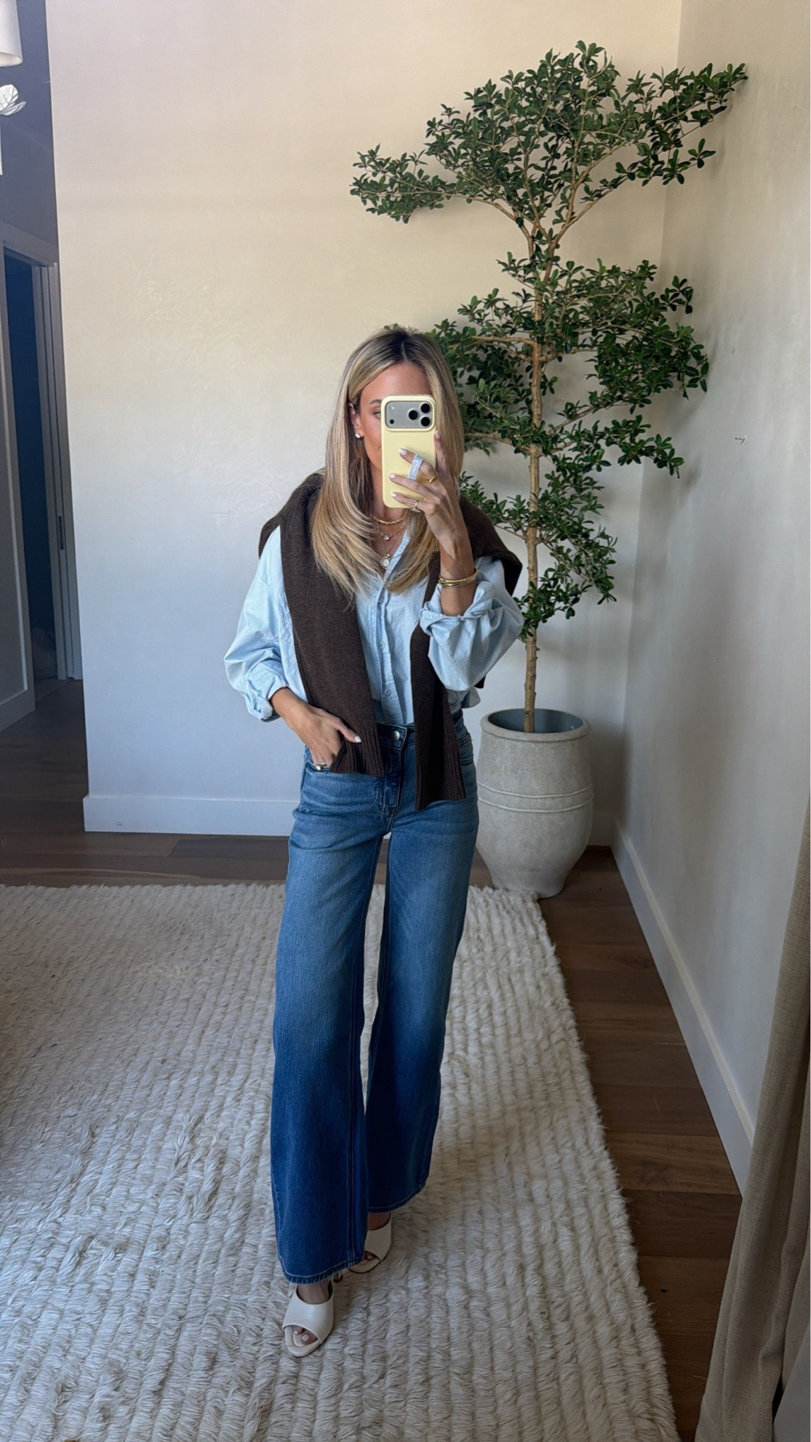 My most worn quince top! I sized up to a medium in the top and the jeans run tts!