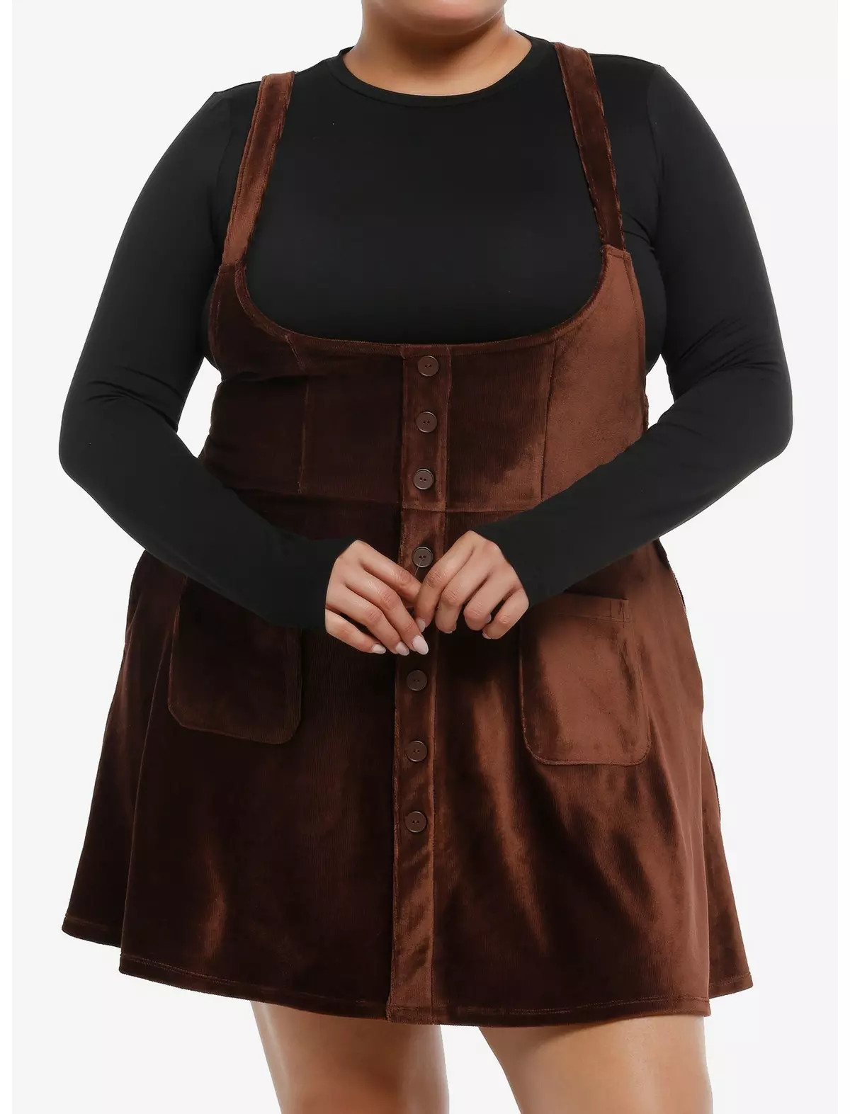 Thorn & Fable Brown Velvet Underbust Skirtall Plus Size | Hot Topic