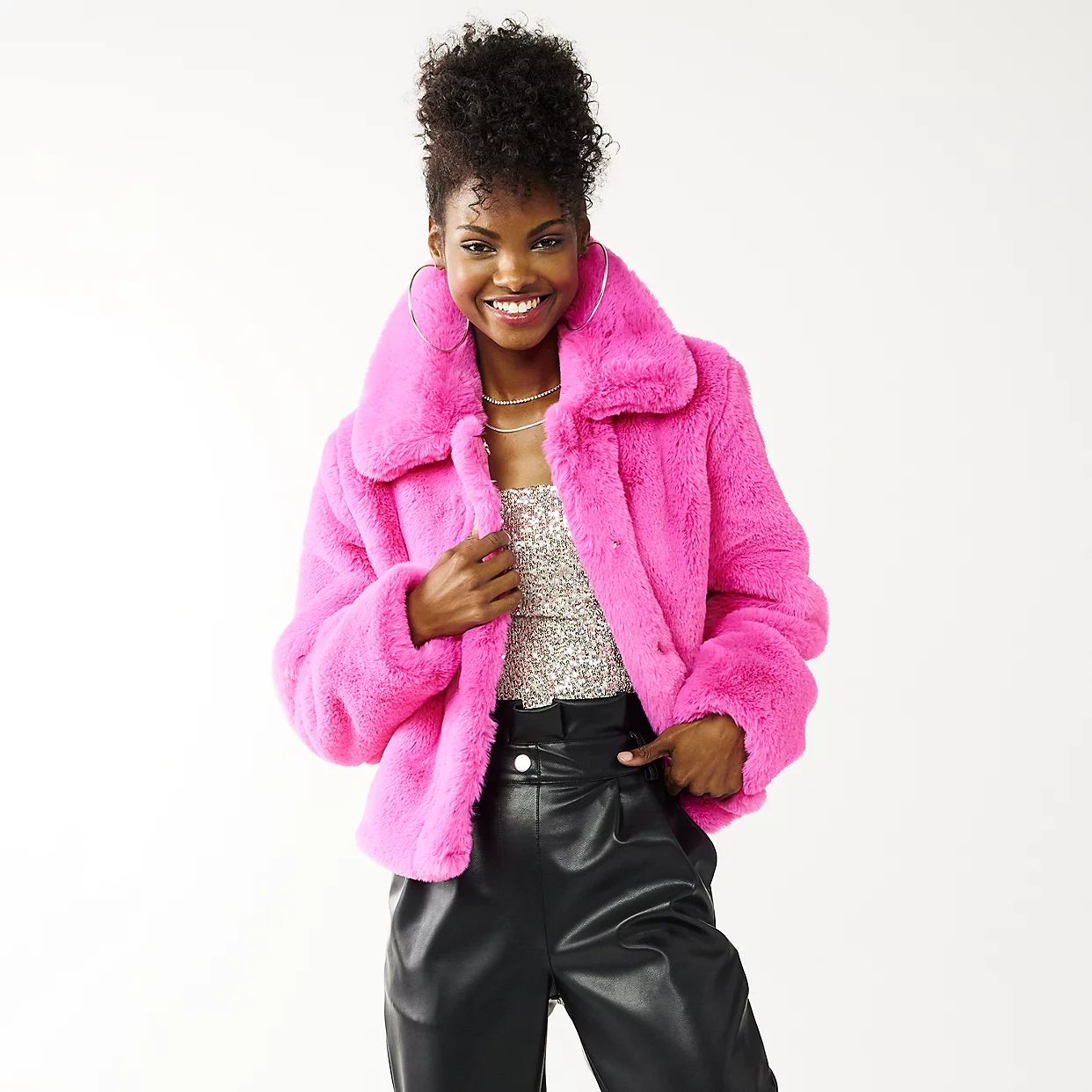 Juniors' SO® Faux Fur Collar Cropped Jacket | Kohl's
