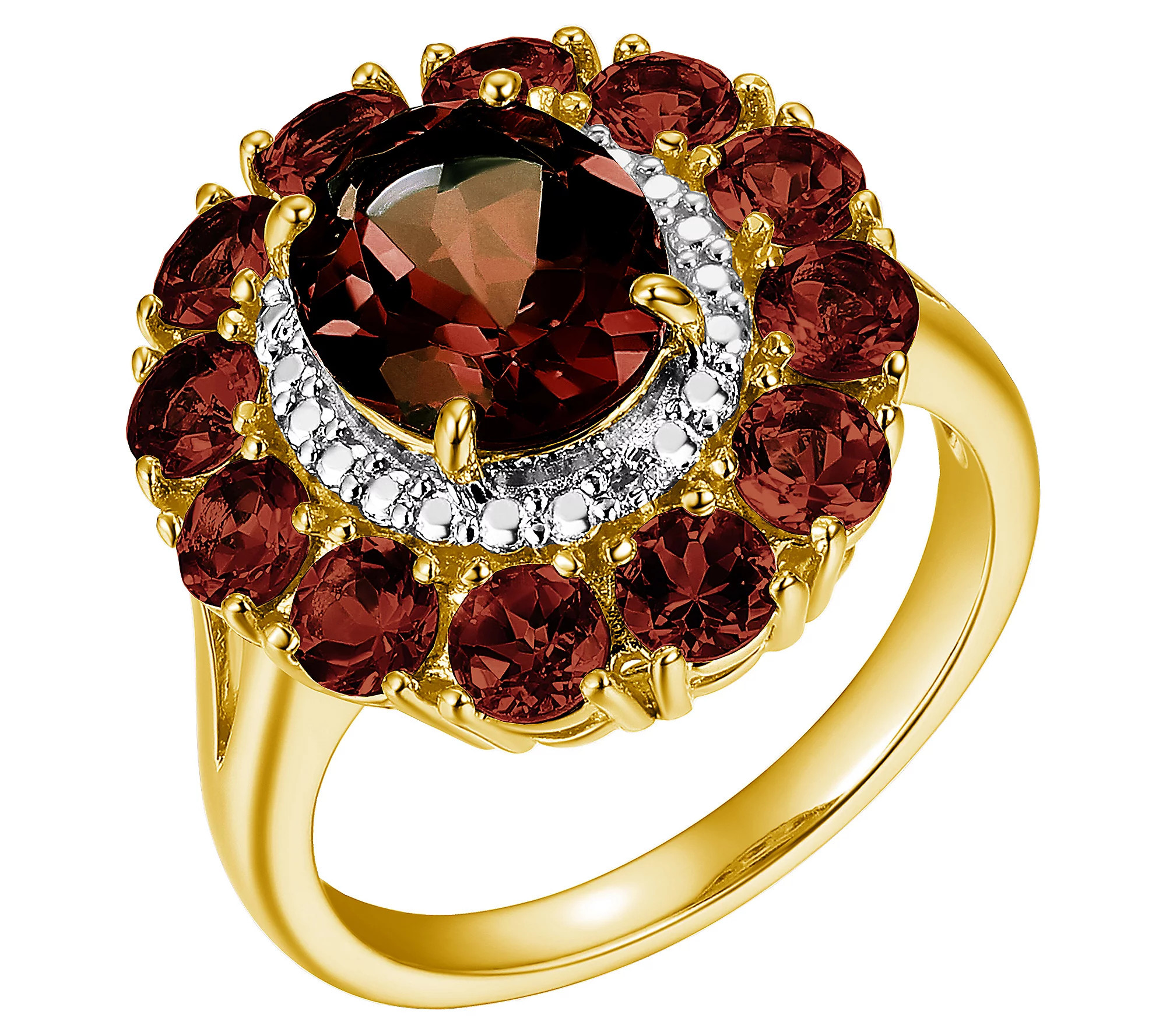 Affinity Gems Garnet & Diamond Ring, 18K Gold P ated | QVC
