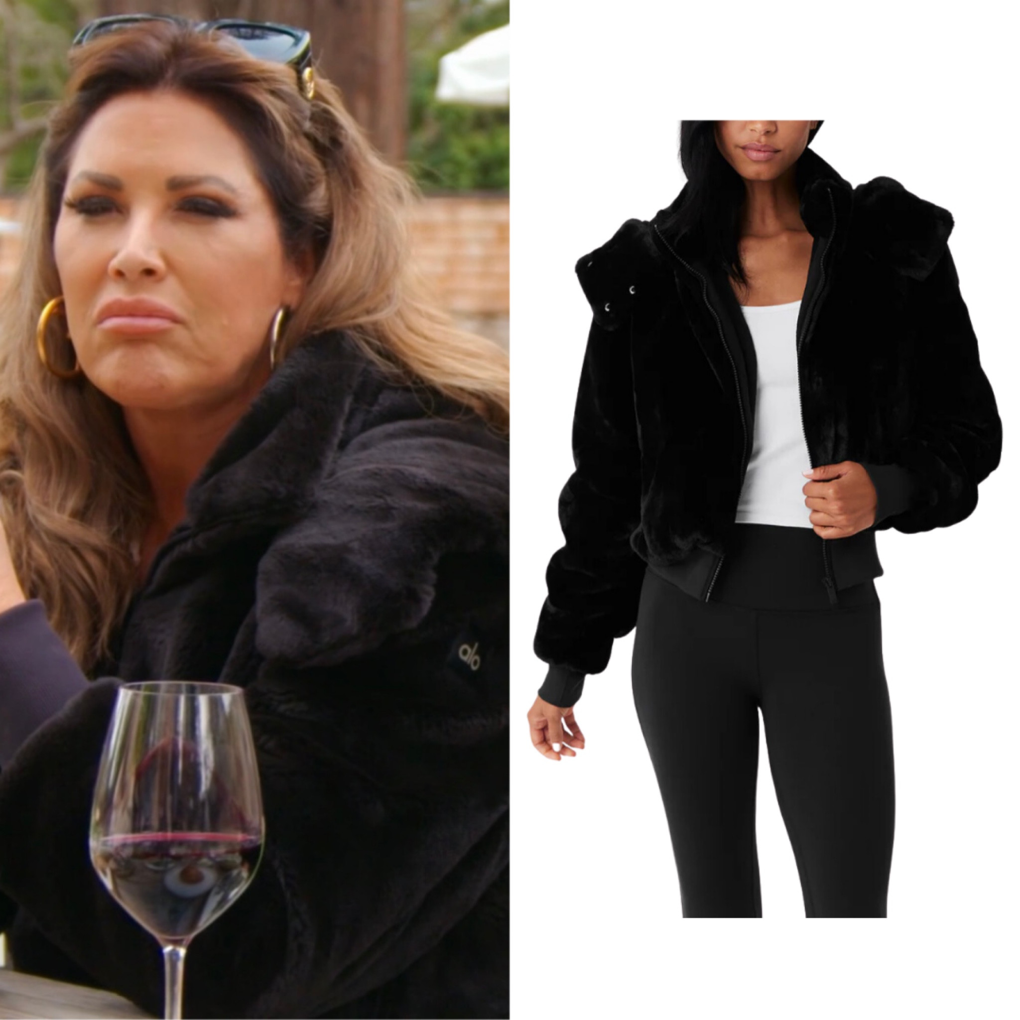 Emily Simpson’s Black Faux Fur Moto Jacket
