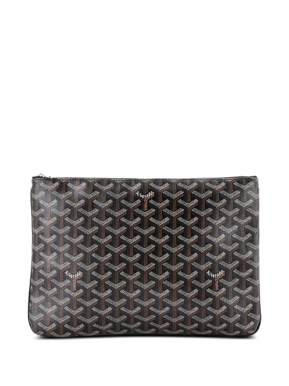 Goyard Pre-Owned Senat Zip Coated Canvas MM pouch - Brown | Farfetch Global