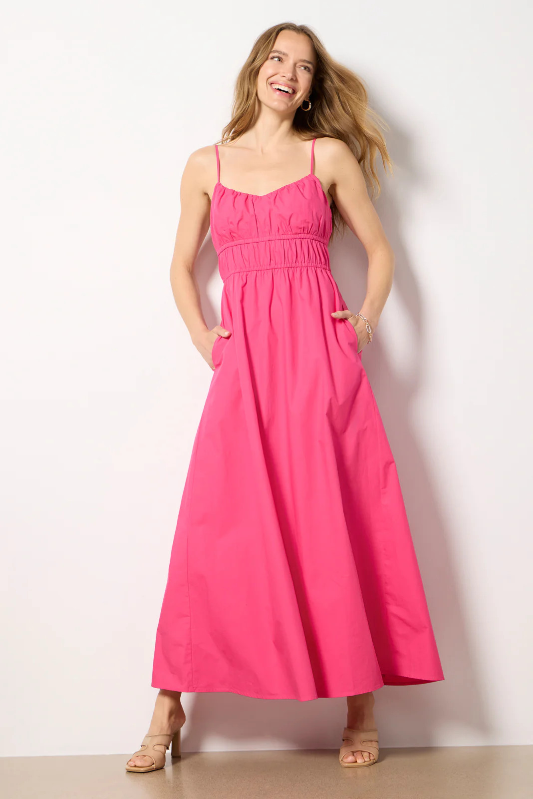 Poplin Ruched Maxi Dress | Evereve