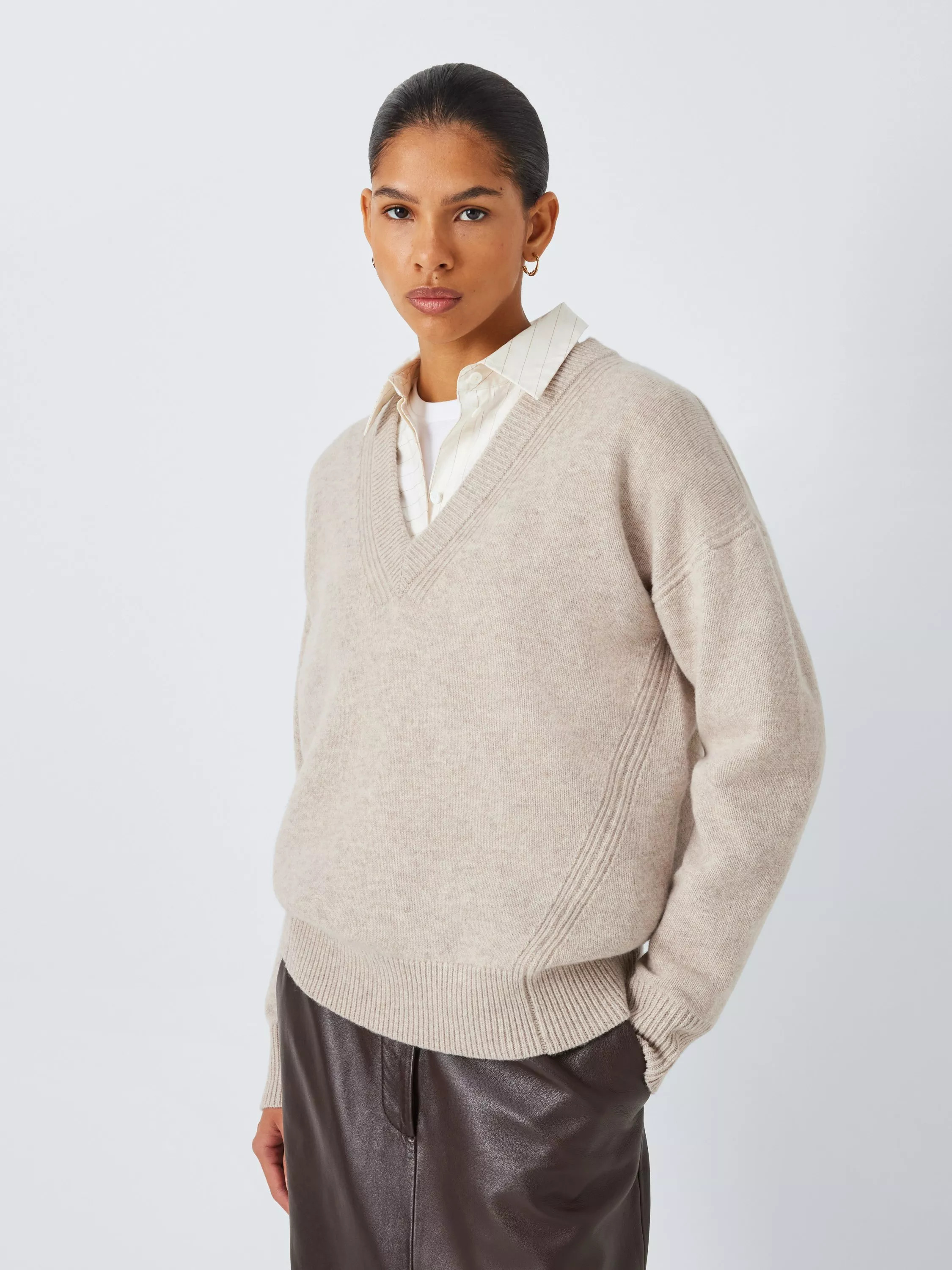 John LewisV-Neck Merino Wool With Cashmere Jumper | John Lewis (UK)