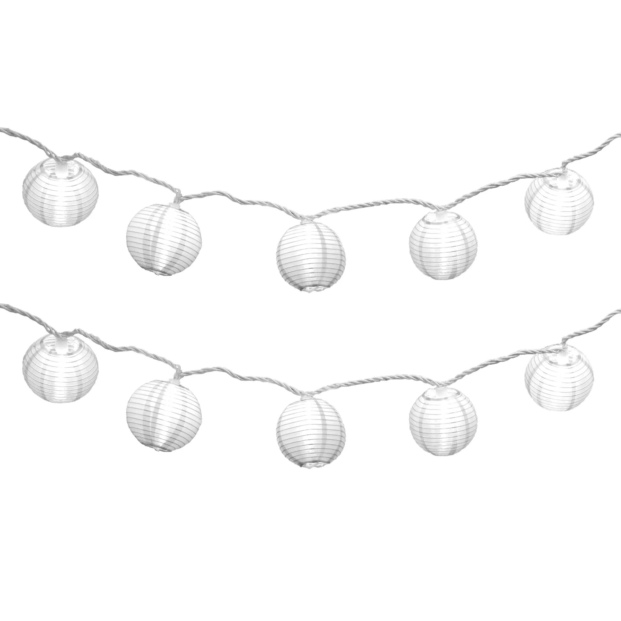 LumaBase Electric String Lights with White Lights and 10 Nylon Lanterns (White) - Walmart.com | Walmart (US)