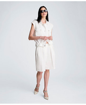 Women's High-Rise Pleated Linen Blend Shorts | Macy's