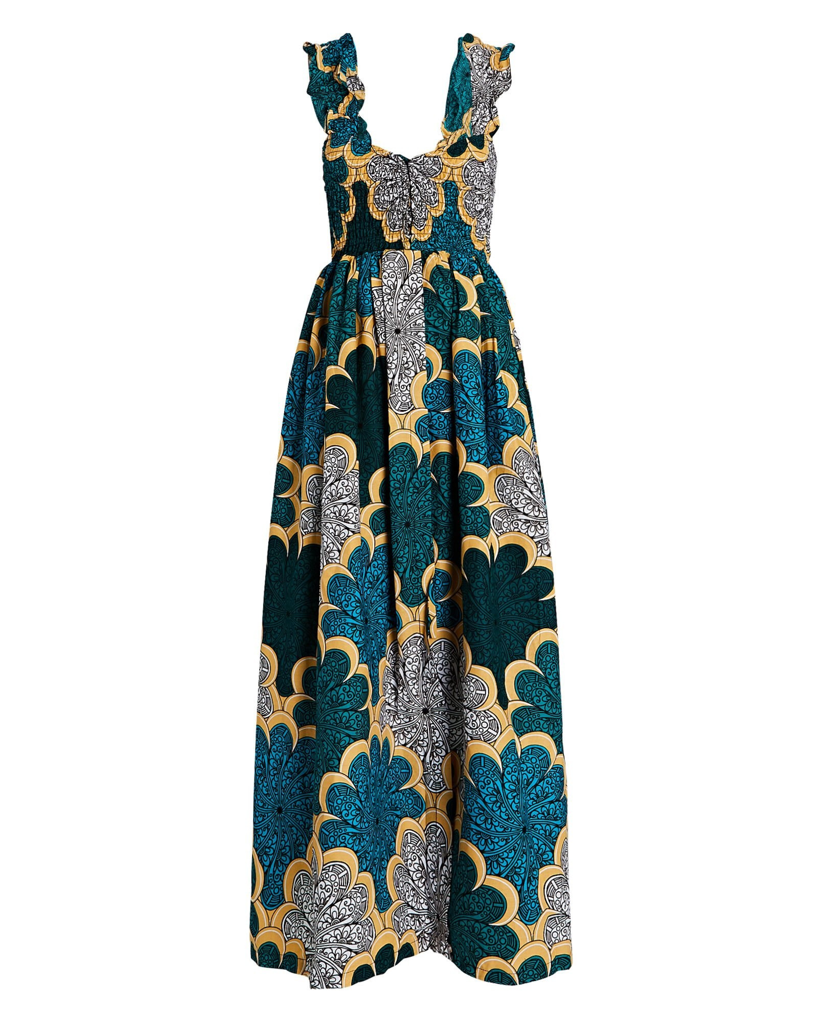 Traci Printed Smocked Midi Dress | INTERMIX