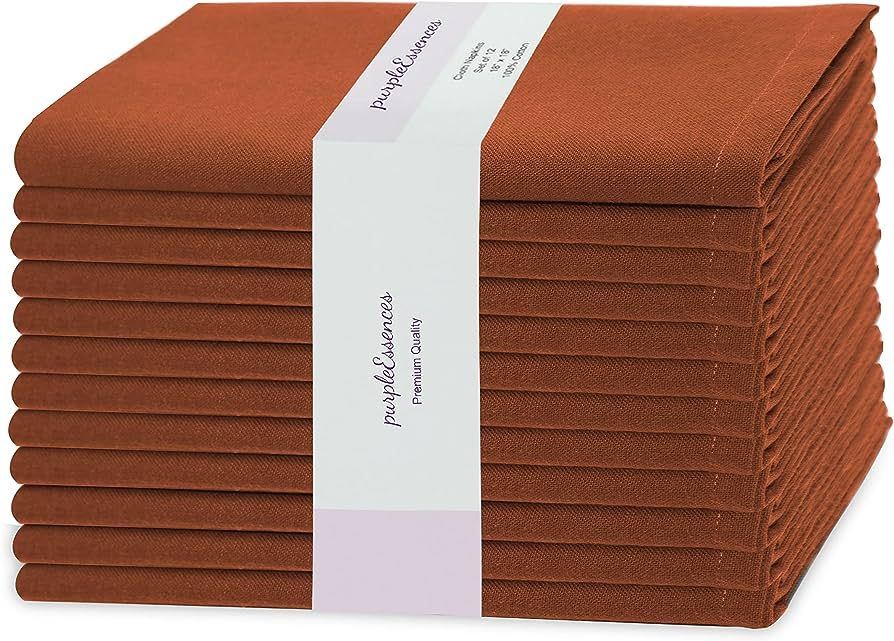 PurpleEssences Set of 12Cloth Dinner Napkins 100% Cotton 18x18 - Soft Durable Washable - Ideal fo... | Amazon (US)