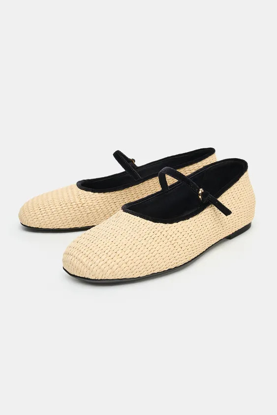 CONTRAST BRAIDED BALLET FLATS | Zara US