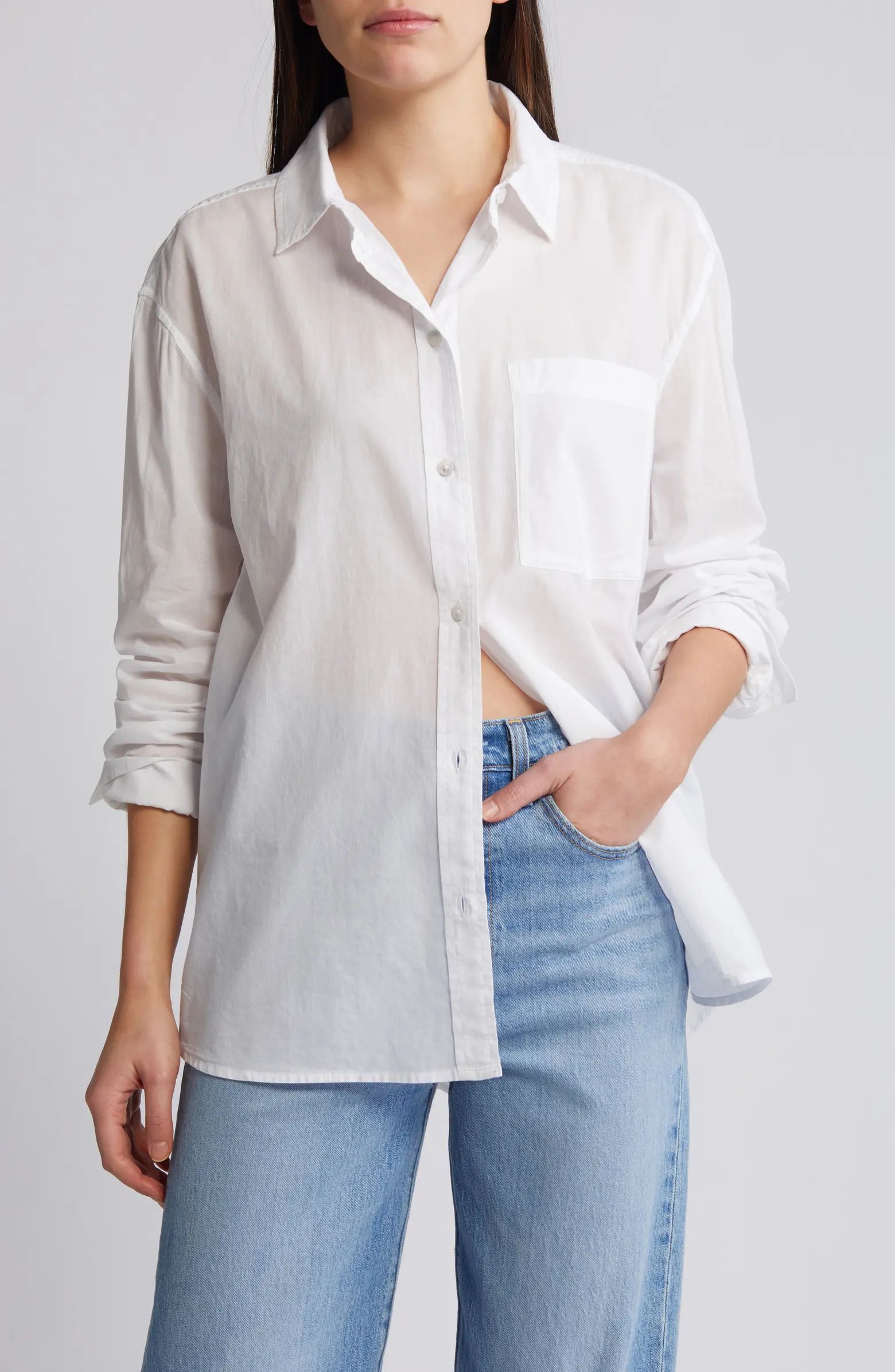 Cotton Voile Button-Up Shirt | Nordstrom