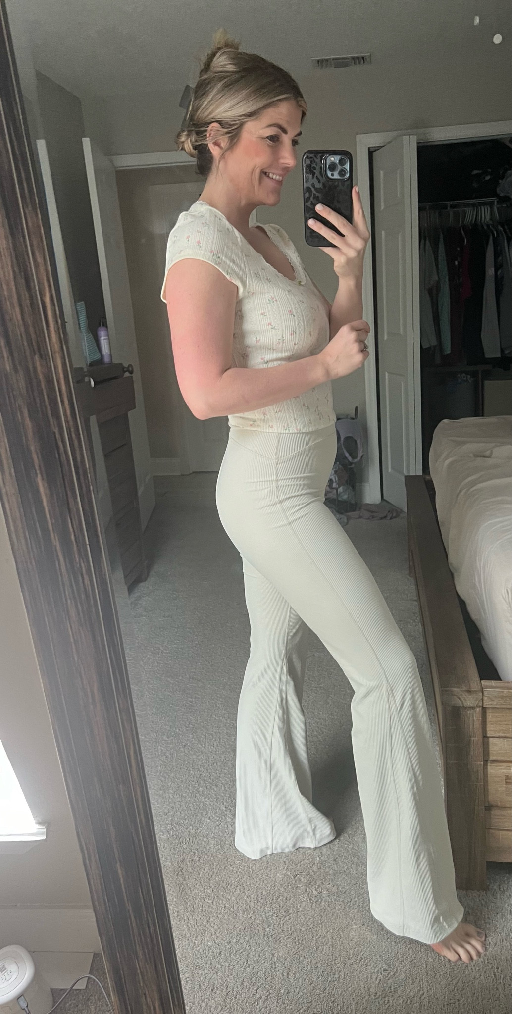 Ribbed flare leggings from old navy and cropped target tee 