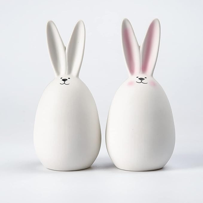 Ceramic White Rabbits Easter Bunny Rabbits Bunny Decoration Couple Rabbit Ornament, Porcelain Mod... | Amazon (US)