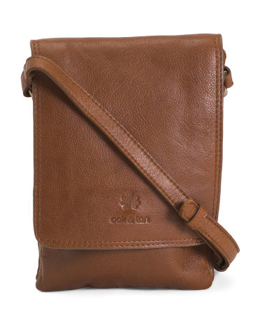 Leather North South Triple Compartment Flapover Crossbody | TJ Maxx