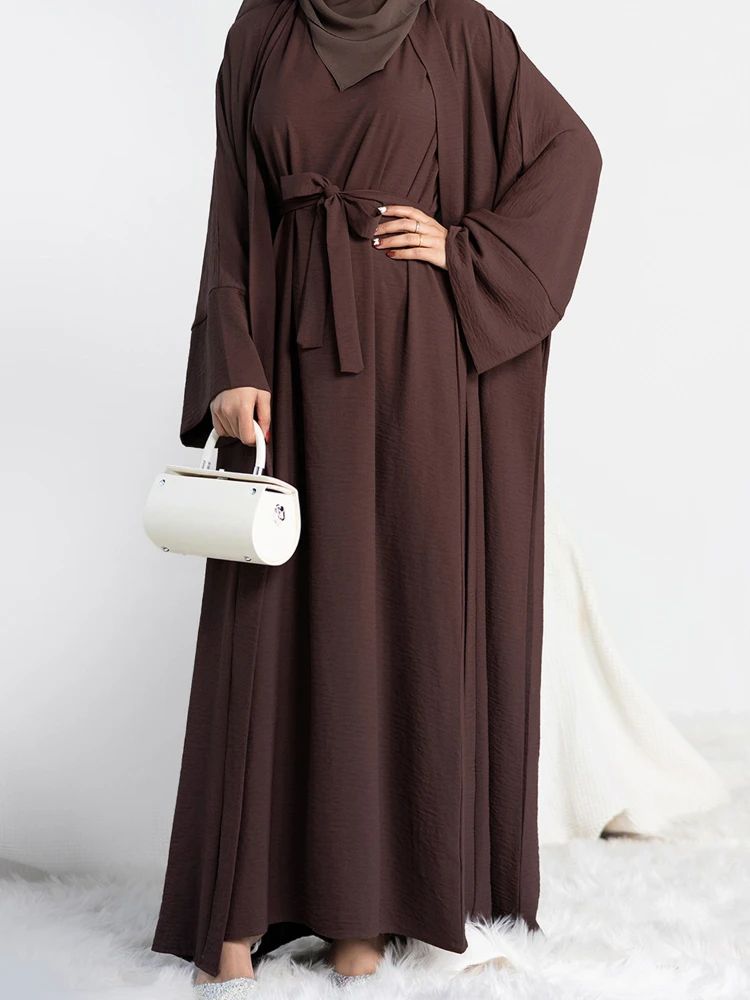 19.22€ 50% de réduction|Abaya – ensemble Kimono 2 pièces pour femmes, tenue musulmane assor... | Aliexpress EU