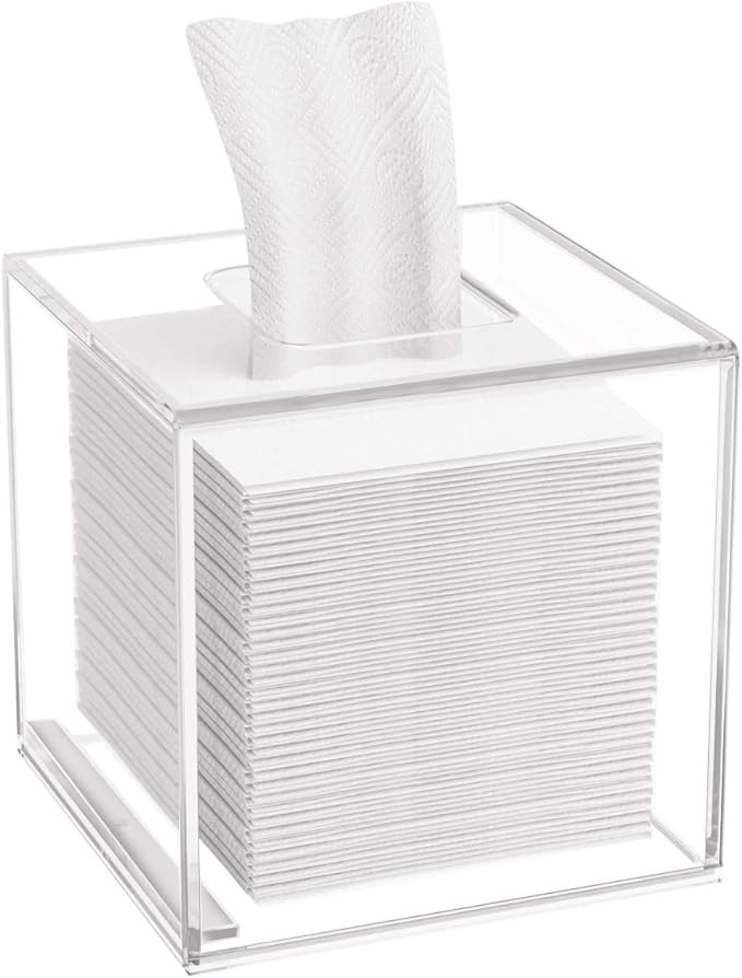Amazon.com: HIIMIEI Acrylic Tissue Box Cover 5.4x5.4x5.4'' Clear Tissue Holder Napkin Dispenser f... | Amazon (US)