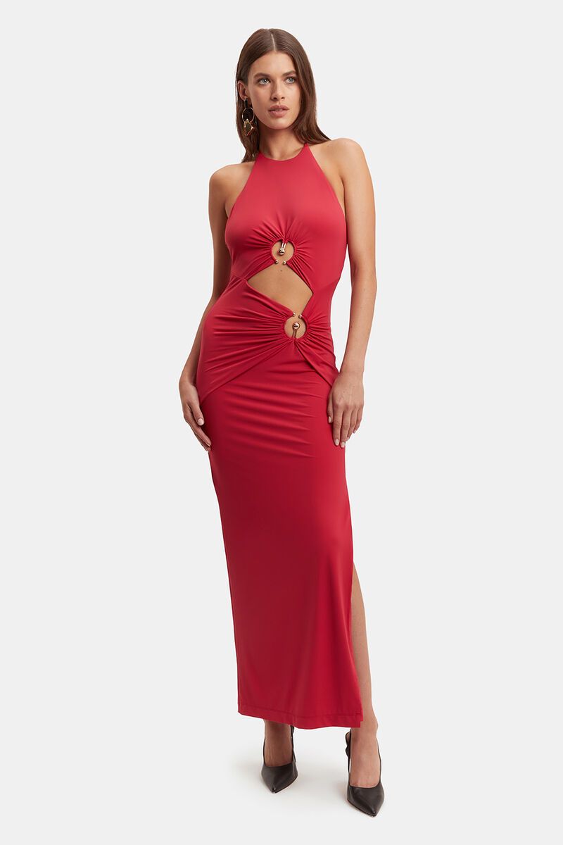 neve maxi dress in deep red | Bardot (US)