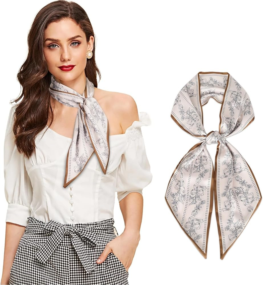 59" Mulberry Silk Like Head Scarf Women's Fashion Square Neck Satin Scarfs for Bag Hair Scarves G... | Amazon (US)
