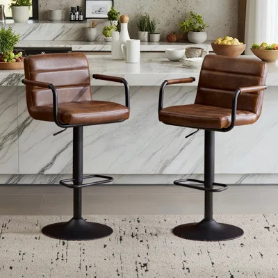 Swivel Adjustable Height Bar Stool (Set of 2) | Wayfair North America