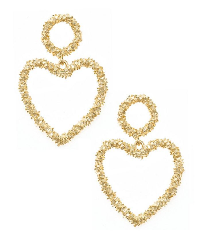 Gold Plated Textured Statement Heart Earrings | Macys (US)