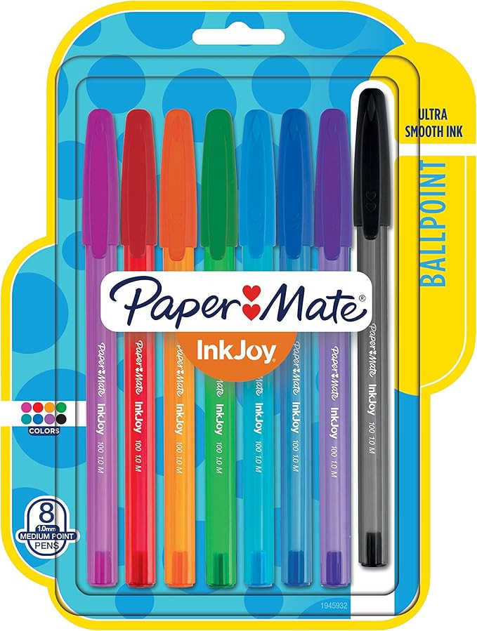 Paper Mate InkJoy 100ST Ballpoint Pens, Medium Point, Assorted Ink, 8 count(pack of 1) (1945932) ... | Amazon (US)
