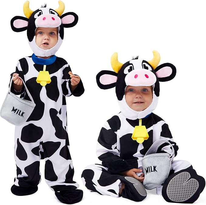 Spooktacular Creations Unisex Toddler Cow Costume Jumpsuit Outfit with Milking Bucket for KIds Ch... | Amazon (US)
