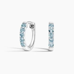 14K White Gold Soiree Aquamarine Huggie Earrings | Brilliant Earth