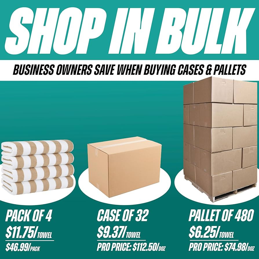 Arkwright Cali Cabana Beach Towels - (Pack of 4) 100% Ring Spun Cotton Large Soft Quick Dry Pool ... | Amazon (US)