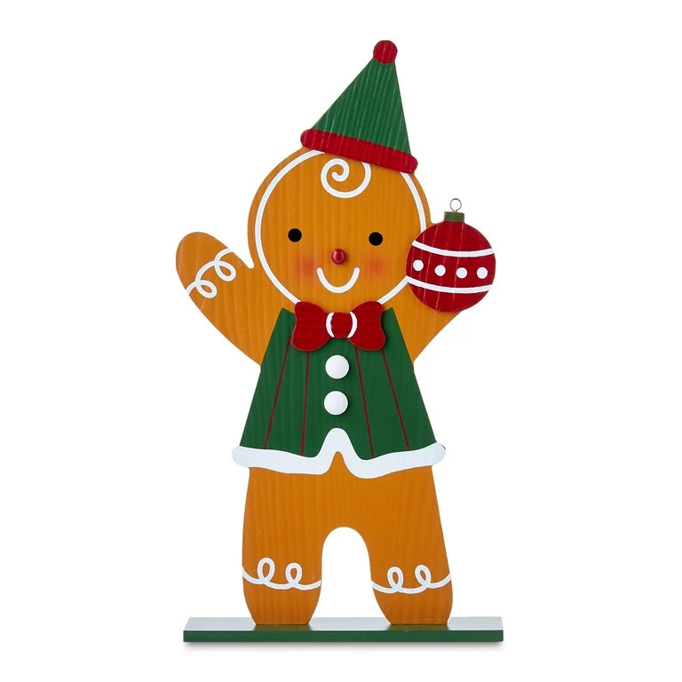 15 in Multi-Color Gingerbread Man Tabletop Decoration, by Holiday Time | Walmart (US)