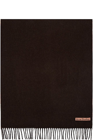 Brown Oversized Fringe Wool Scarf | SSENSE