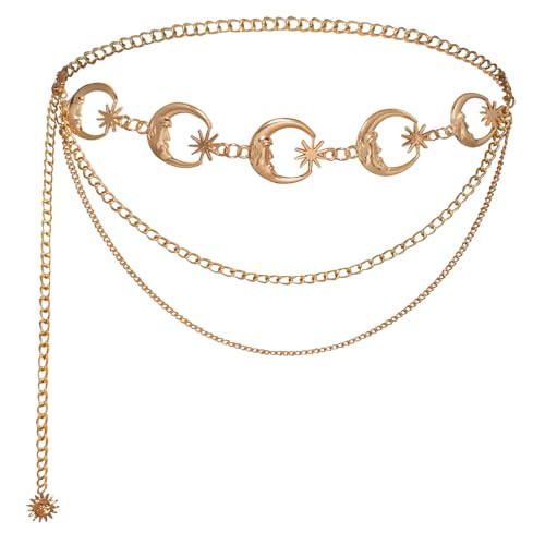 Scarlet Darkness Chain Belt for Women Adjustable Waist Link Belts for Dresses Moon M | Amazon (US)