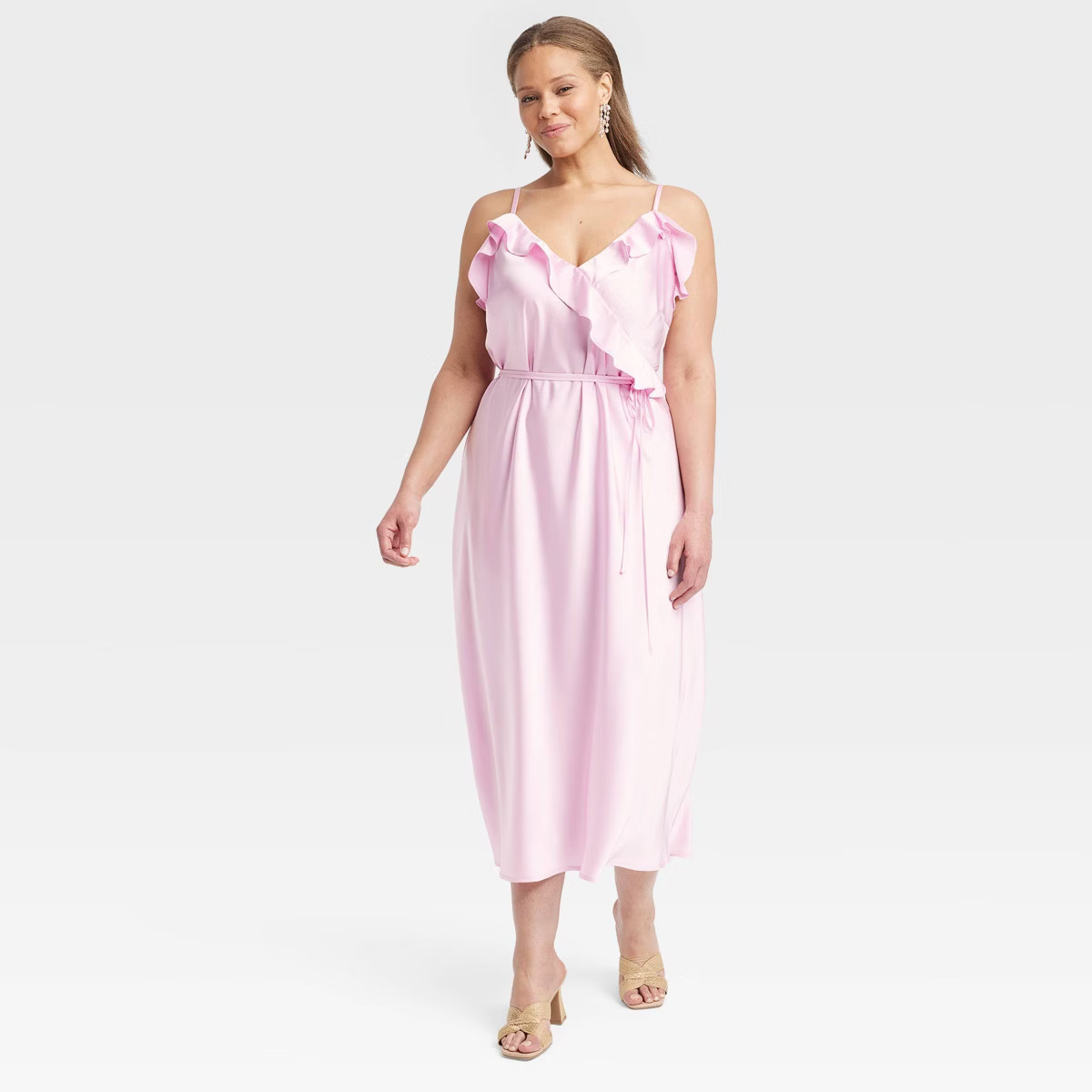 Women's Ruffle Midi Slip Dress - A New Day™ | Target