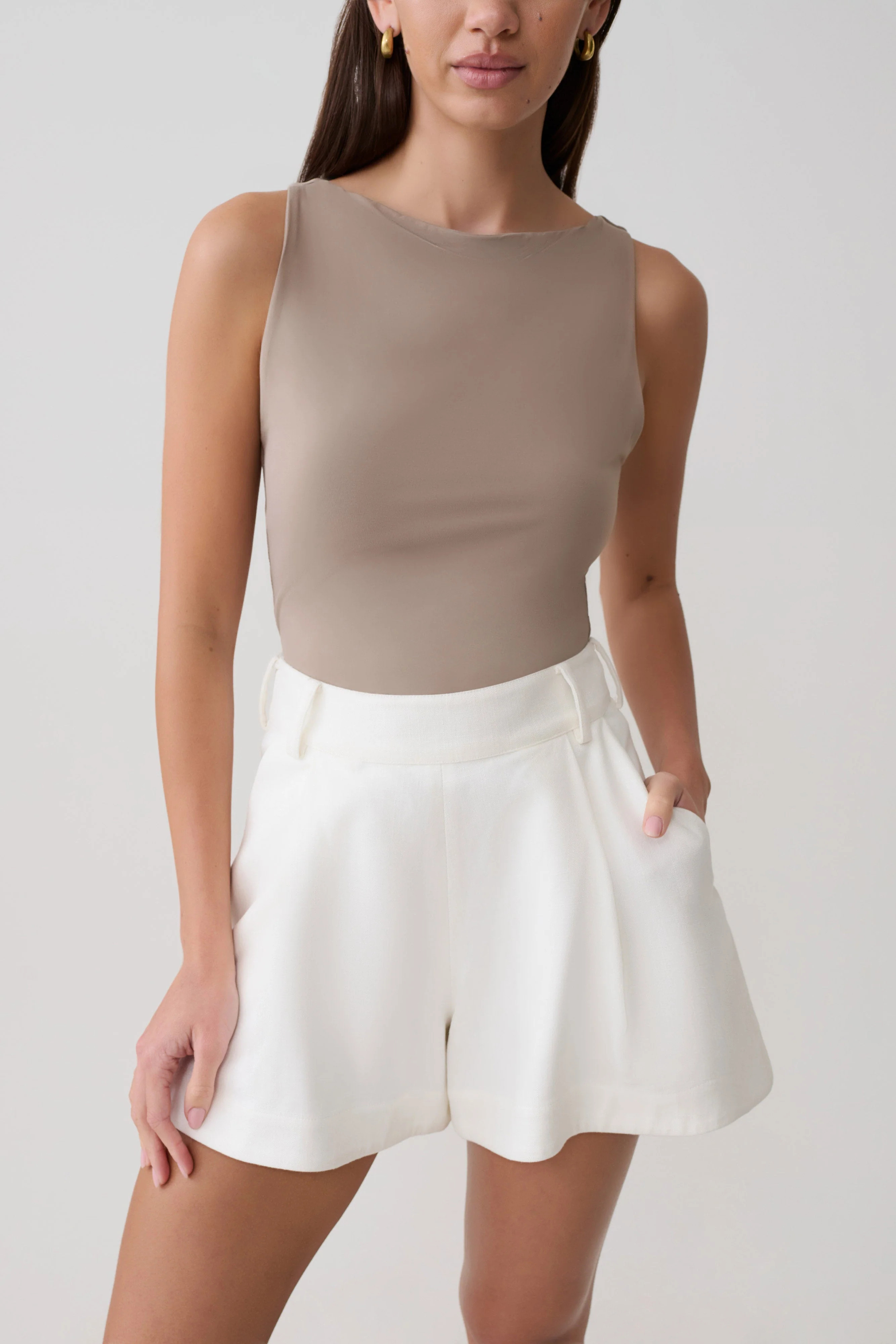 Nicolette Sleeveless Tank Top - Neutral | MESHKI US