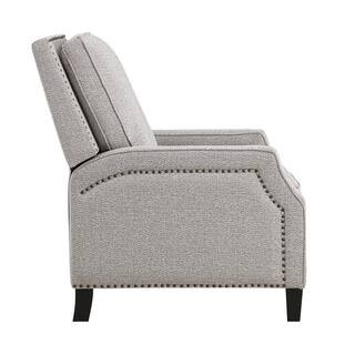 Adele Coconut Low Pile Chenille Upholstered Push Back Standard Recliner with Nailheads | The Home Depot