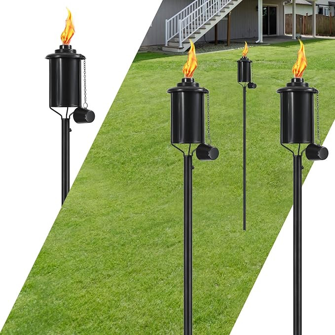 ZSMAIKU Home Garden Torches for Outside Set of 4, 16oz Outdoor Metal Torch Garden Torches for Out... | Amazon (US)