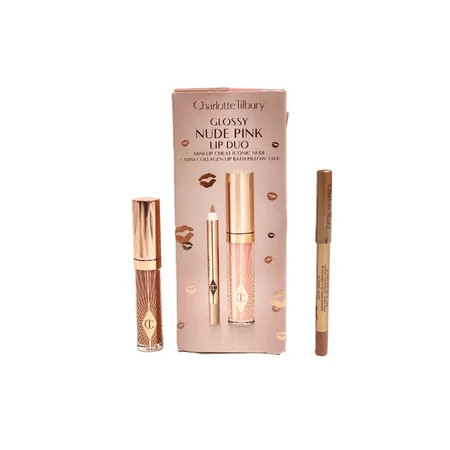 CHARLOTTE TILBURY Mini Glossy Pink Lip Gloss + Lip Liner Set - Nude Pink | Walmart (US)